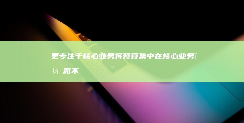 更专注于核心业务：将预算集中在核心业务，而不是网站建设上。